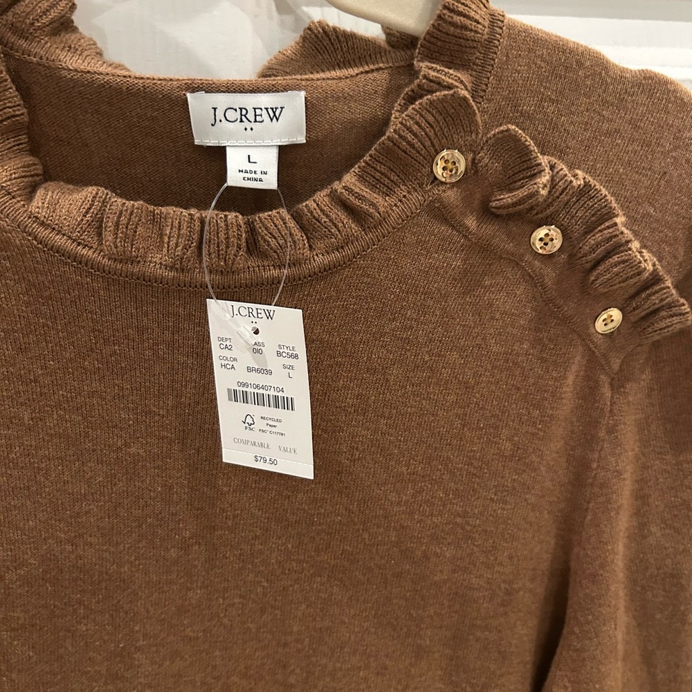 J. Crew Women's Camel Button-Detail Sweater
